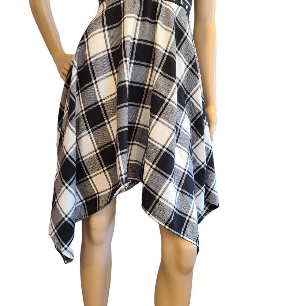 Dressfo Dress Lace-Up‎ Black And White Plaid sz 8 - Picture 9 of 13
